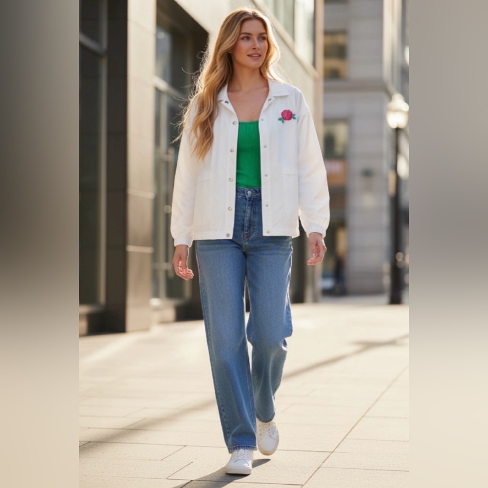 (#181))FOREVER 21 Oversized Embroidered Windbreaker